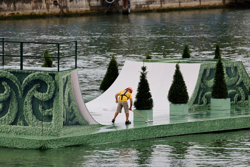 The arena for the event was flooded following severe downpours of rain