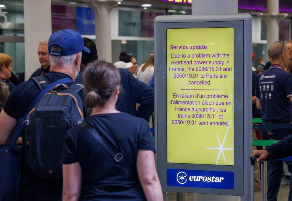 Alamy Live News. 2XM76W9 London, UK 26 July 2024 Disruption to Eurostar trains from St Pancras, London. This comes on the day of the Olympic opening ceremony. Eurostar passengers travelling from London to Paris on Friday were asked to postpone trips if possible, as the rail operator cancelled one in four trains over the weekend after arson attacks caused widespread disruption to France's high-speed rail network hours before the start of the Olympics. Due to coordinated acts of vandalism in France, affecting the high speed line between Paris and Lille, all high speed trains going to and coming from Paris are being div This is an Alamy Live News image and may not be part of your current Alamy deal . If you are unsure, please contact our sales team to check.