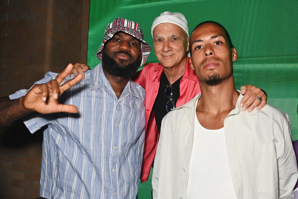 LONDON, ENGLAND - JULY 18: (L to R) LeBron James, Jimmy Iovine and Virgil van Dijk attend the UK Launch of 'Gin & Juice By Dre and Snoop' at Flipper's Roller Boogie Palace on July 18, 2024 in London, England. (Photo by Dave Benett/ Getty Images for Gin & Juice by Dre and Snoop)