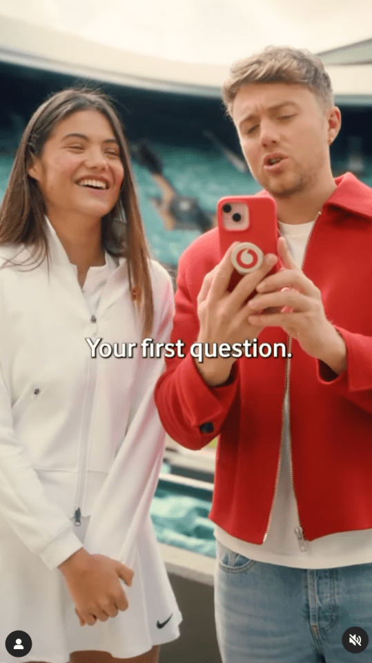 a man and a woman are standing next to each other with the words " your first question " on the bottom
