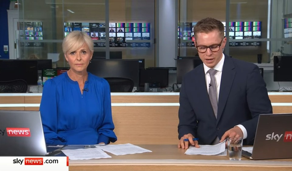 Anna Jones and Gareth Barlow managed to come on air to bring viewers the headlines as they read a script in front of them