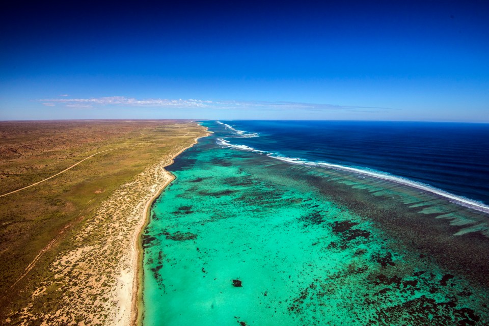 an aerial view of a large body of water