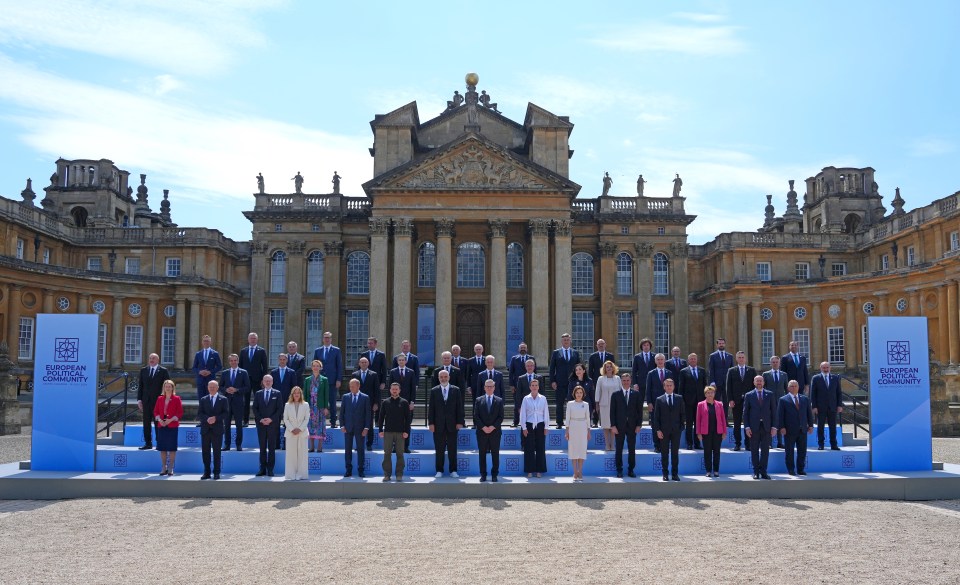 Starmer posed with leaders at the European Political Community Summit at Blenheim Palace