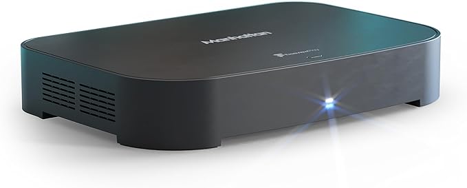 a manhattan box with a blue light on it
