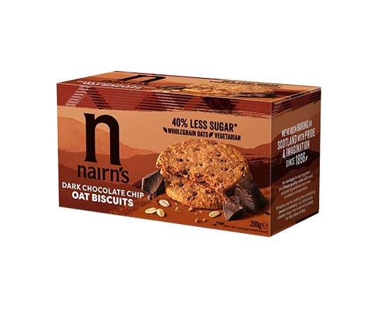 Each chocolate oat biscuit is 45kcal per and has about 1.9g sugar