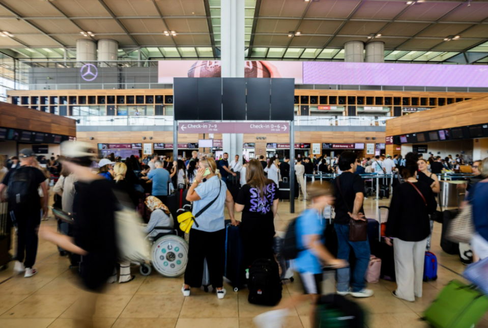 Passengers have been left looking at black screens in Berlin Brandenburg Airport