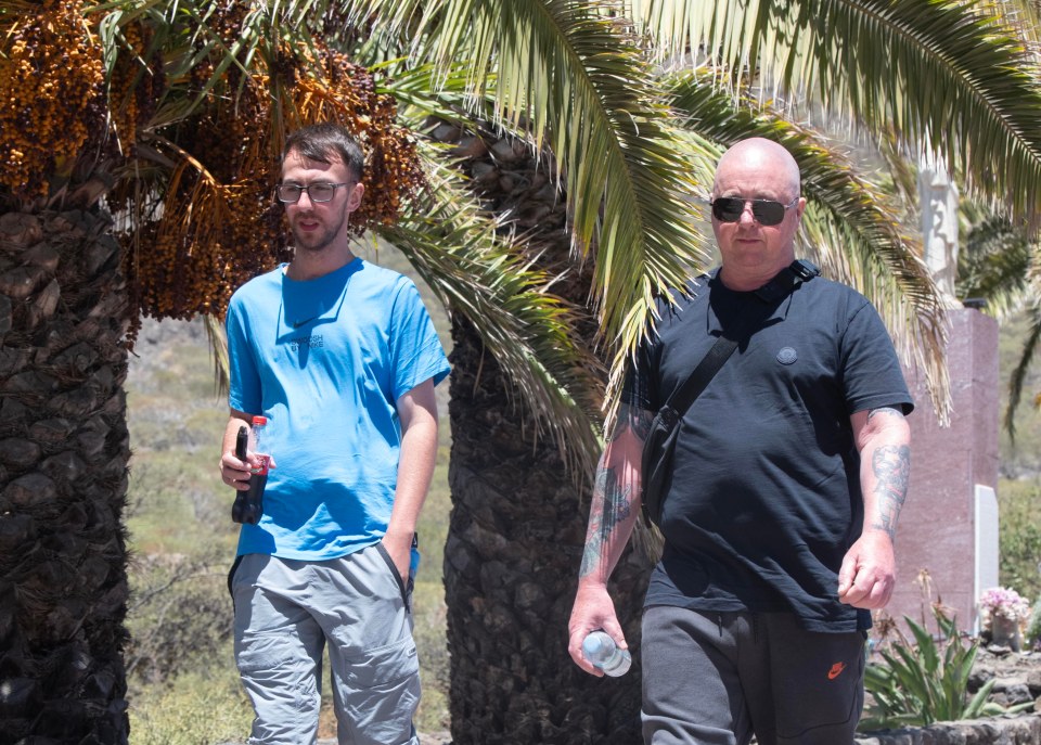 08.07.24. JAY SLATER missing Brit in Tenerife...Santiago del Teide, a mountain village on the outskirts of the Teno Rural Park. It was higher up in the park, close to Masca, that Jay Slater's mobile phone signal was last believed to have been positioned before he went missing..Pictured are his brother Zak and dad Warren who had widened the search to the outskirts of the village. Earlier they had search higher in the mountains in the Los Carrizales valley.©Ian Whittiker