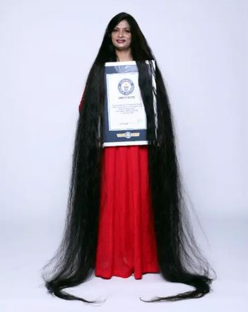 Smita Srivastava, 46, holds the Guinness world record for the longest hair on a living person