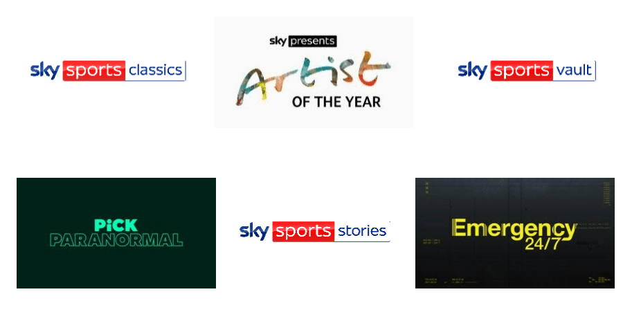 a collage of sky sports logos including the artist of the year