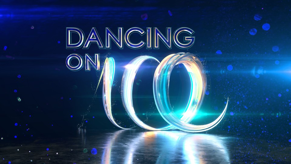a poster for dancing on ice with a blue background