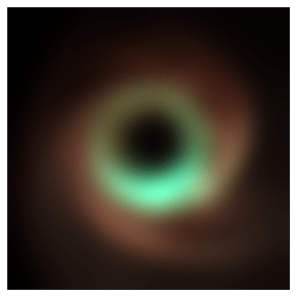 a blurred image of a black hole with a green light coming out of it