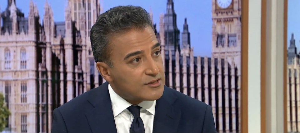 a man in a suit and tie is on a good morning britain show