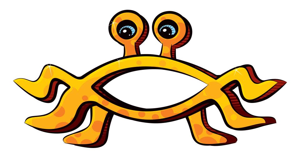 a cartoon drawing of a yellow monster with big eyes