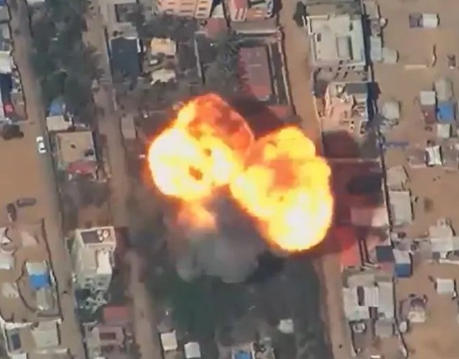 Footage of the Israeli strike in Khan Yunis that killed Mohammed Deif
