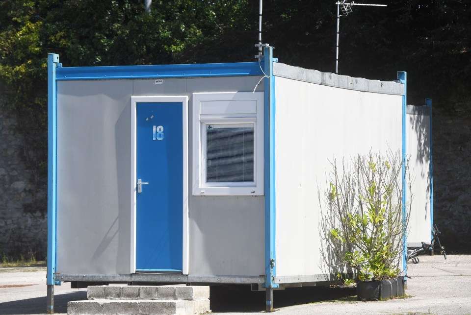a blue door with the number 18 on it