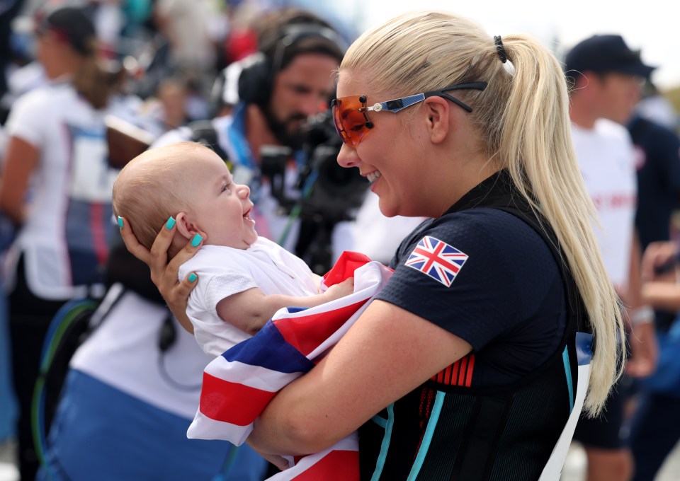 Shooter Amber Rutter gave birth to son Tommy three months ago