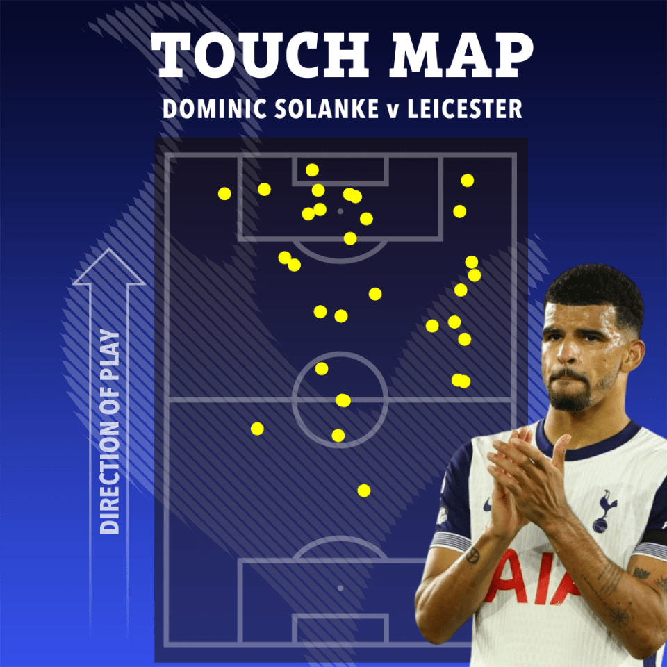 a touch map for dominic solanke v leicester