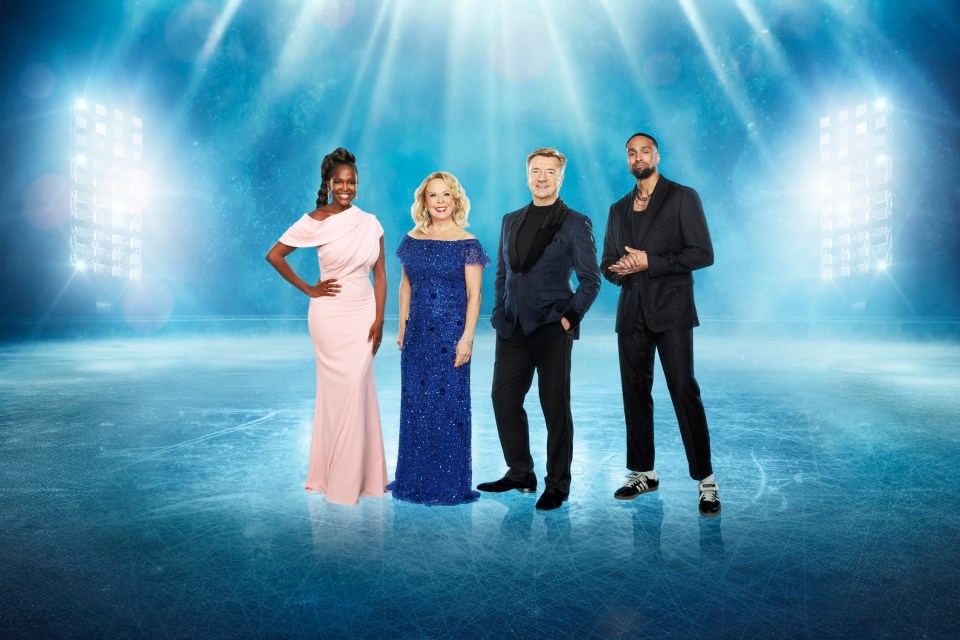 This image and the information contained herein is strictly embargoed until 20.00 Saturday 6th January 2024..From ITV..Dancing On Ice SR16 :on ITV1 and ITVX..Pictured: Ashley & Oti, Torvill & Dean..This photograph is (C) ITV Plc and can only be reproduced for editorial purposes directly in connection with the programme or event mentioned above, or ITV plc. This photograph must not be manipulated [excluding basic cropping] in a manner which alters the visual appearance of the person photographed deemed detrimental or inappropriate by ITV plc Picture Desk. This photograph must not be syndicated to any other company, publication or website, or permanently archived, without the express written permission of ITV Picture Desk. Full Terms and conditions are available on the website www.itv.com/presscentre/itvpictures/terms..For further information please contact:.michael.taiwo1@itv.com