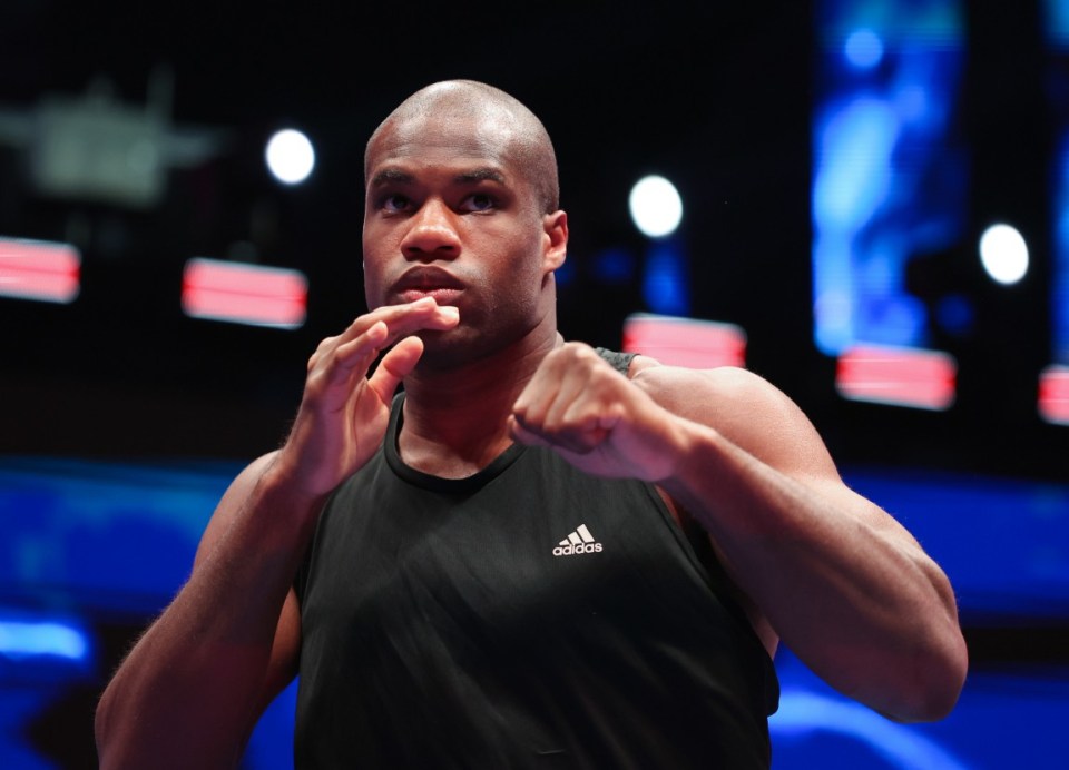 RIYADH, SAUDI ARABIA - MAY 29: Daniel Dubois of Team Queensbury during the media workouts at Boulevard World on May 29, 2024 in Riyadh, Saudi Arabia. (Photo by Richard Pelham/Getty Images)