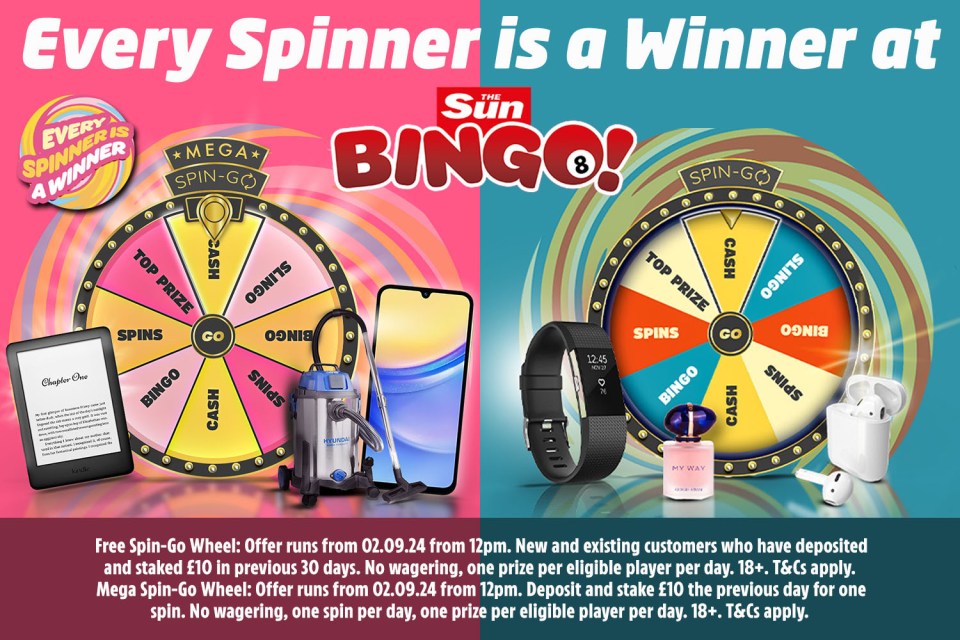 an advertisement for the sun bingo shows a vacuum cleaner and a smart watch