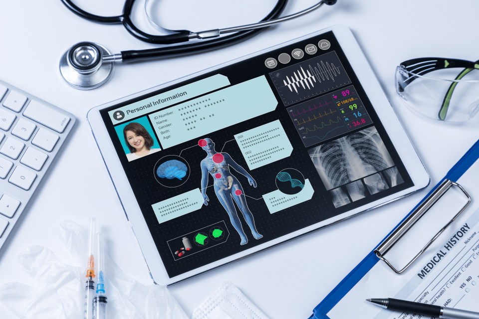 a tablet with a screen that says personal information on it