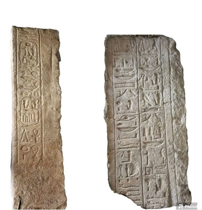 two pieces of stone with egyptian writing on them
