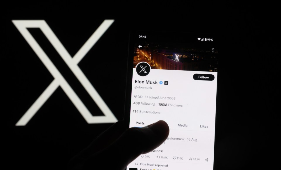 a phone displays the elon musk twitter account
