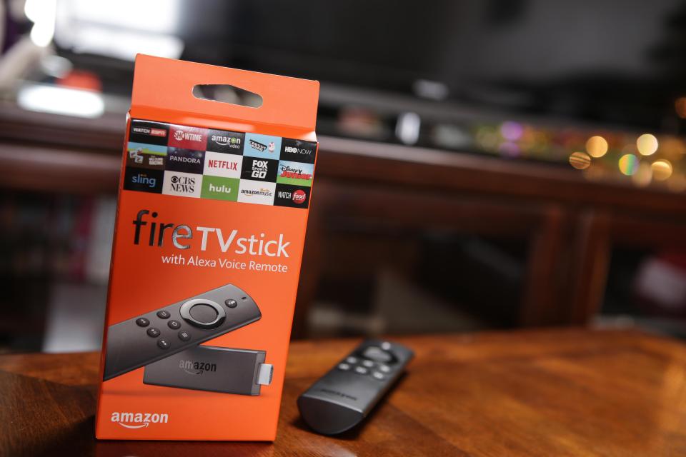 an amazon fire tv stick with alexa voice remote