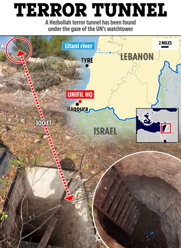 a map showing the location of the terror tunnel