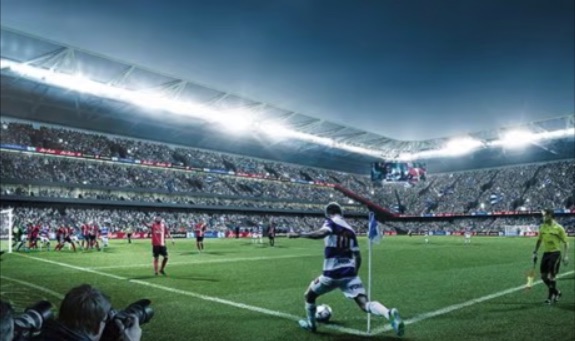 a soccer player with the number 10 on his jersey kicks the ball