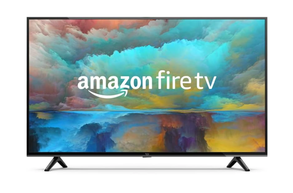 an amazon fire tv with a colorful background