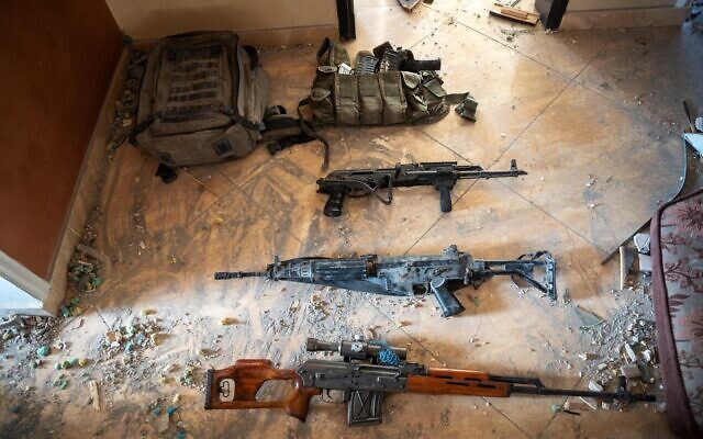 Weapons found in the house where Hamas leader Yahya Sinwar was killed