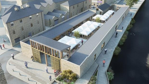 an artist 's impression of the new market building .