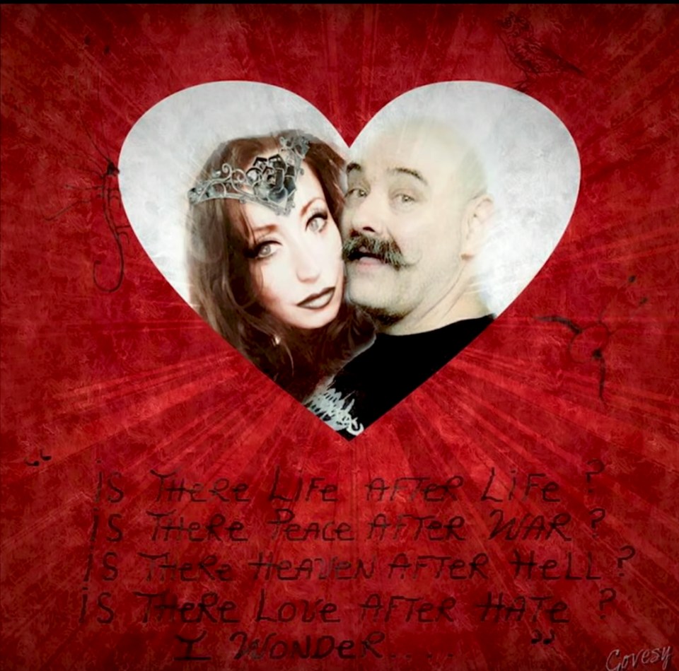 a picture of a man and a woman in a heart shaped frame
