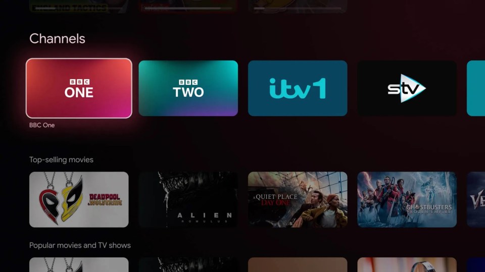 a bbc one channel is displayed on a tv screen