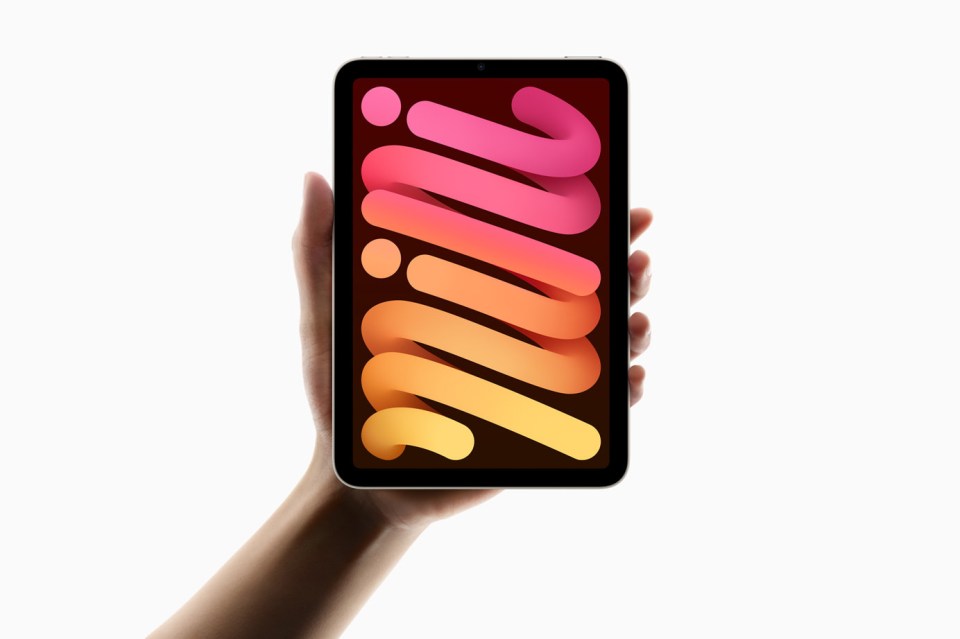 a hand is holding a phone with the word mini on the screen