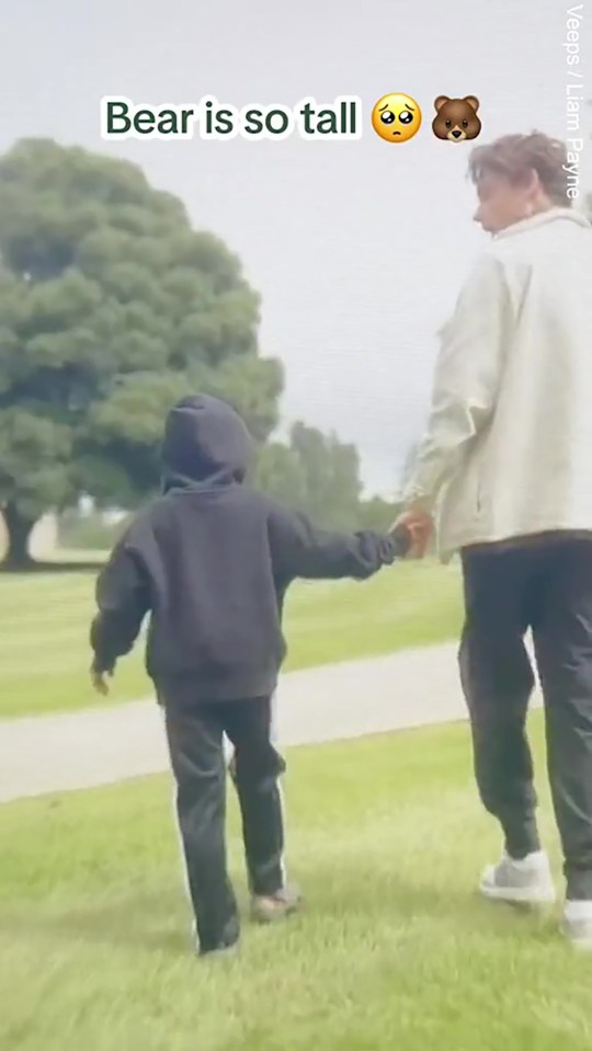 a person holding a child 's hand with the words bear is so tall above them