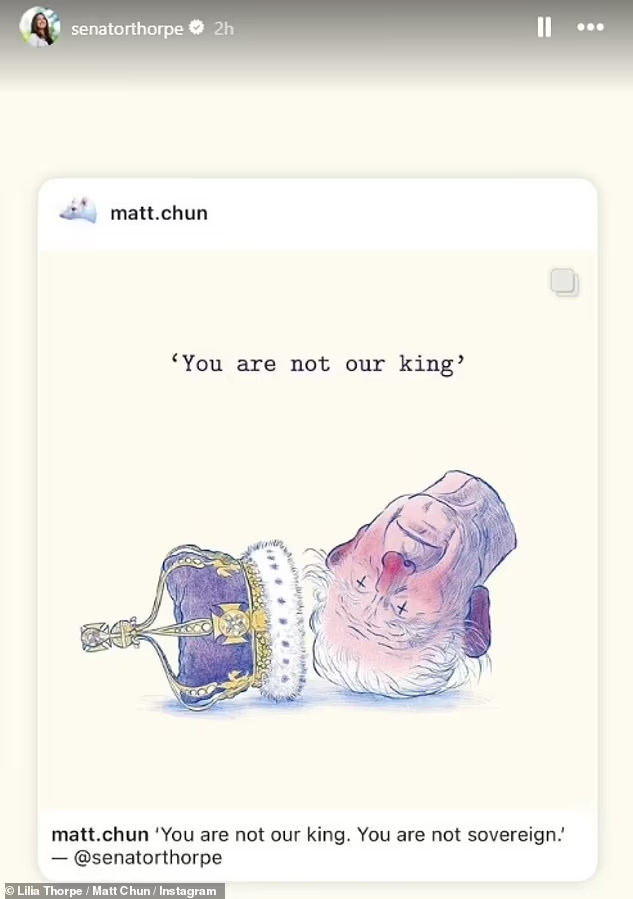 a cartoon of a man with a crown on his head with the caption " you are not our king "