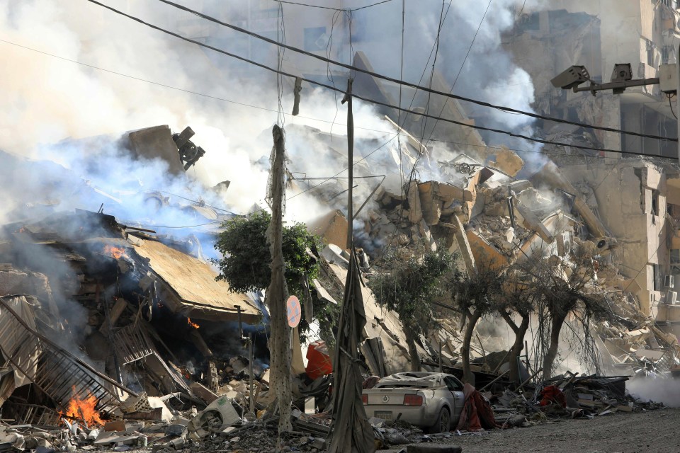 A building levelled in an overnight Israeli airstrike that targeted the neighbourhood of Moawwad in Beirut's southern suburbs