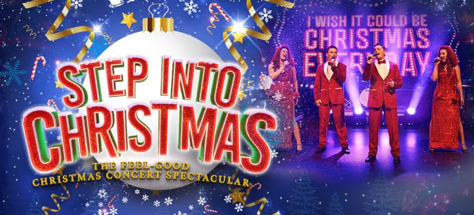 a poster for step into christmas the feel good christmas concert spectacular