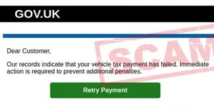 a gov.uk website shows a message to a customer that their vehicle tax payment has failed .