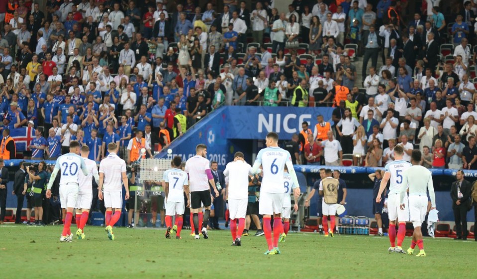 Despair for england at the final whistle. Photograph for The Times by Marc Aspland.
