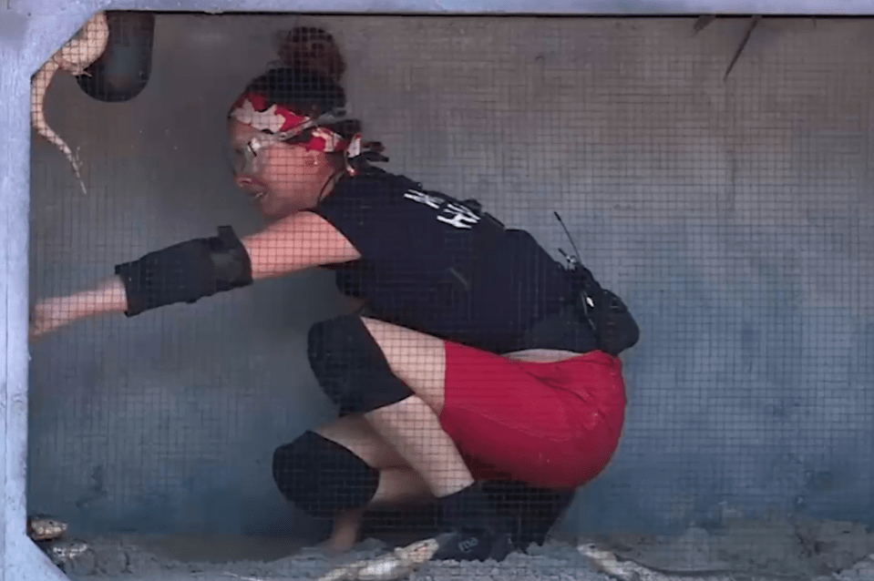 Maura needs to crawl through tunnels full of creepy crawlies