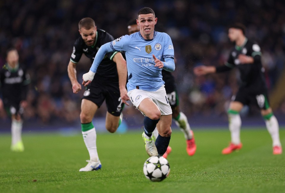 Soccer Football - Champions League - Manchester City v Feyenoord - Etihad Stadium, Manchester, Britain - November 26, 2024 Manchester City's Phil Foden in action REUTERS/Hannah Mckay