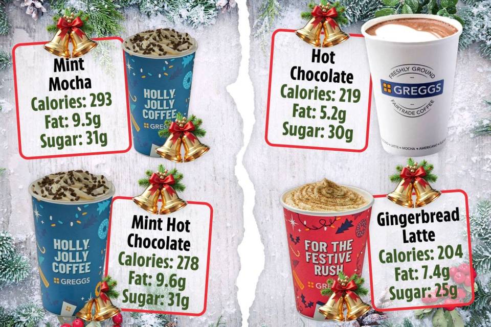 two cups of hot chocolate and two cups of mint hot chocolate