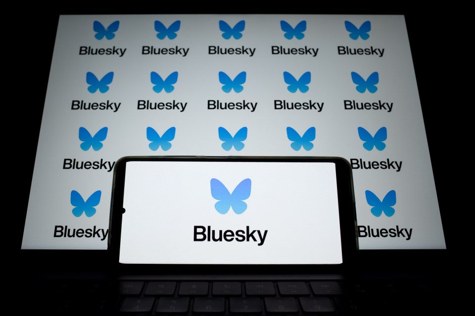 a bluesky logo is displayed on a tablet