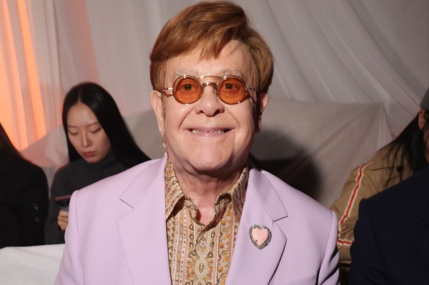 Elton John at the Valentino fashion show in Paris.