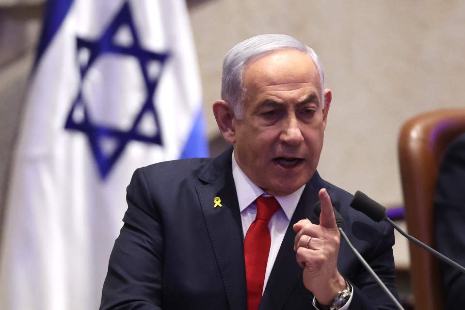 Benjamin Netanyahu speaking at the Knesset about Israeli hostages held by Hamas.