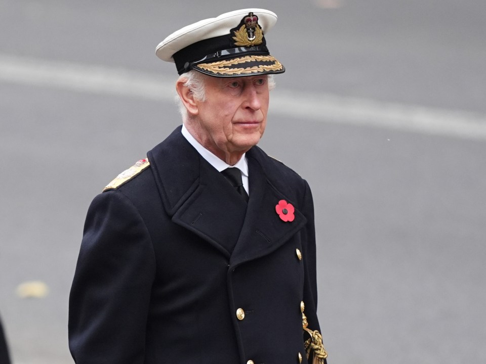 King Charles III at the Cenotaph Remembrance Sunday service.