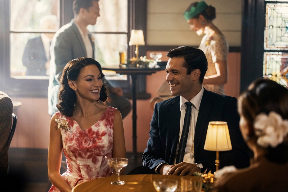Michelle Keegan and Nic English in a scene from Ten Pound Poms.
